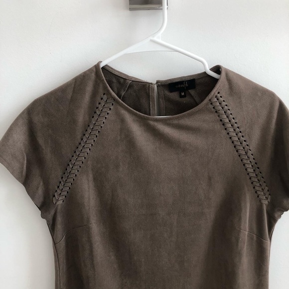 Taupe Suede Mini Dress - Picture 2 of 3